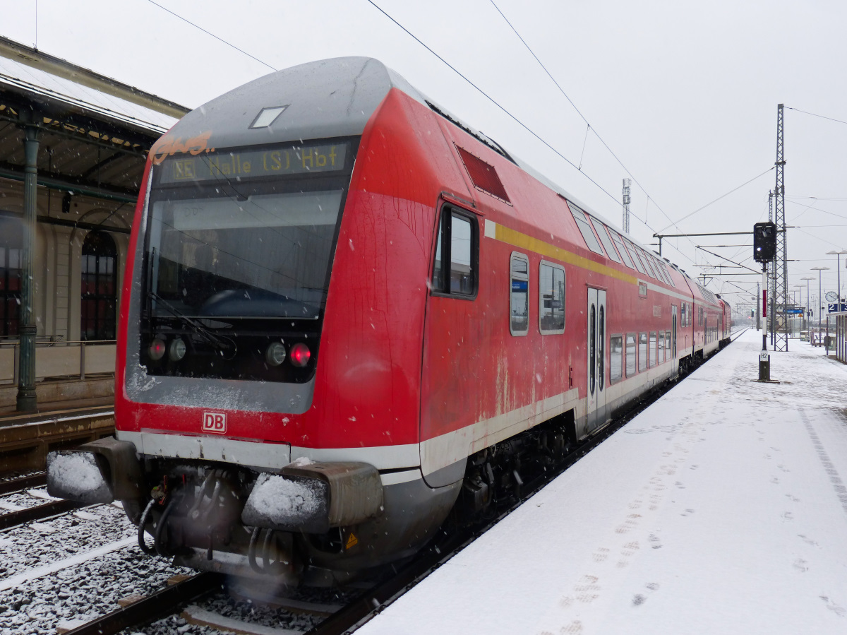 Dosto-Steuerwagen mit Regionalexpress nach Halle/Saale Nordhausen 28.11.2015