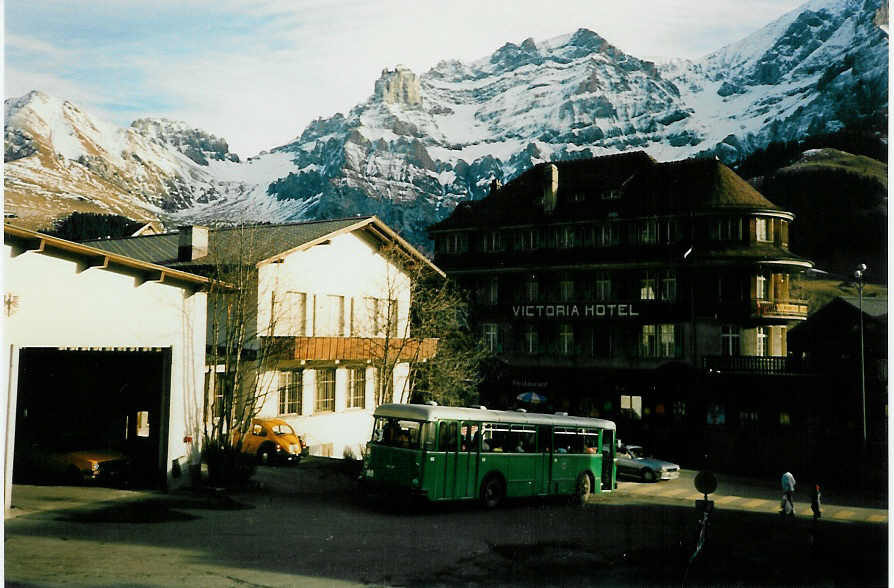 (002'417) - AFA Adelboden - Nr. 2/BE 263'015 - FBW/FHS (ex BVB Basel Nr. 51) im Januar 1988 beim Autobahnhof Adelboden