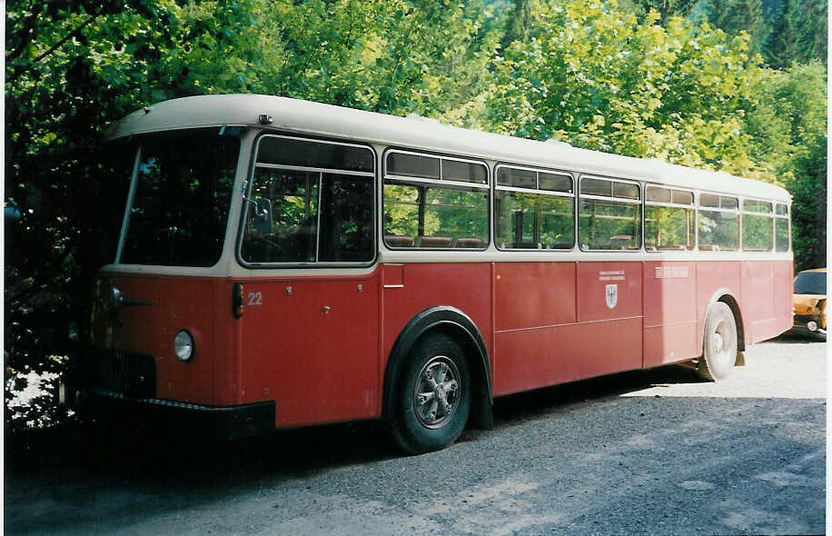 (006'230) - AFA Adelboden - Nr. 22 - FBW/Tscher (ex P 25'502) am 19. Juli 1990 in Adelboden, Margeli