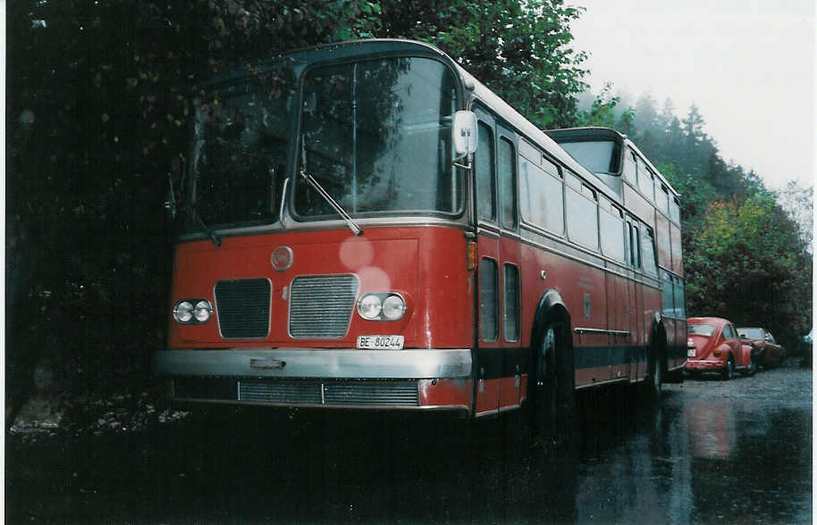 (006'630) - AFA Adelboden - Nr. 7/ BE 80'244  - FBW/Vetter-R&J Anderthalbdecker am 4. Oktober 1990 in Adelboden, Margeli