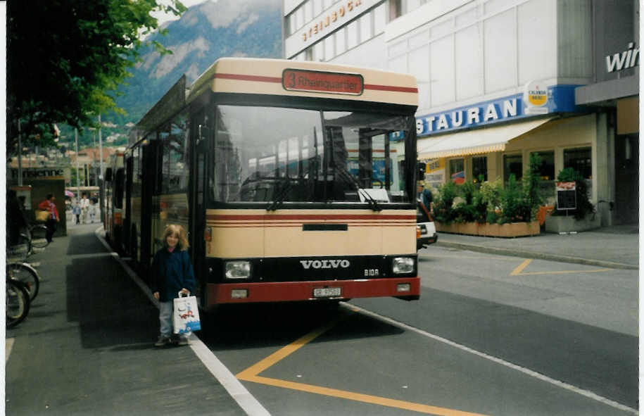 (014'230) - SBC Chur - Nr. 3/GR 97'503 - Volvo/Hess (ex Roth, Chur Nr. 22) am 2. Juli 1996 beim Bahnhof Chur