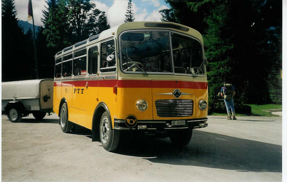 (015'000A) - Schmid, Thrishaus - Nr. 9/BE 26'105 - Saurer/R&J (ex Geiger, Adelboden Nr. 9) am 7. September 1996 auf der Griesalp