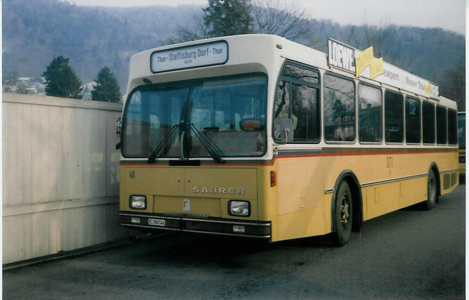 (016'003) - STI Thun - Nr. 46/BE 396'546 - Saurer/R&J am 28. Dezember 1996 bei der Schifflndte Thun