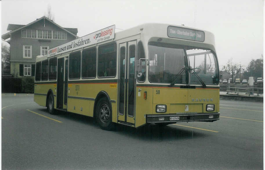 (016'211) - STI Thun - Nr. 58/BE 413'458 - Saurer/R&J am 1. Februar 1997 bei der Schifflndte Thun