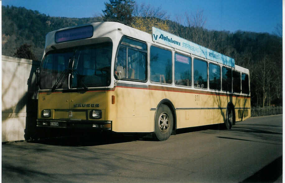 (016'227) - STI Thun - Nr. 54/BE 396'554 - Saurer/R&J am 8. Februar 1997 bei der Schifflndte Thun