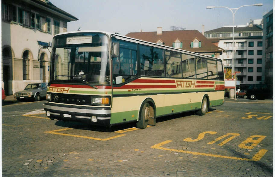 (016'328) - ATGH Heiligenschwendi - Nr. 2/BE 26'532 - Setra am 13. Mrz 1997 beim Bahnhof Thun