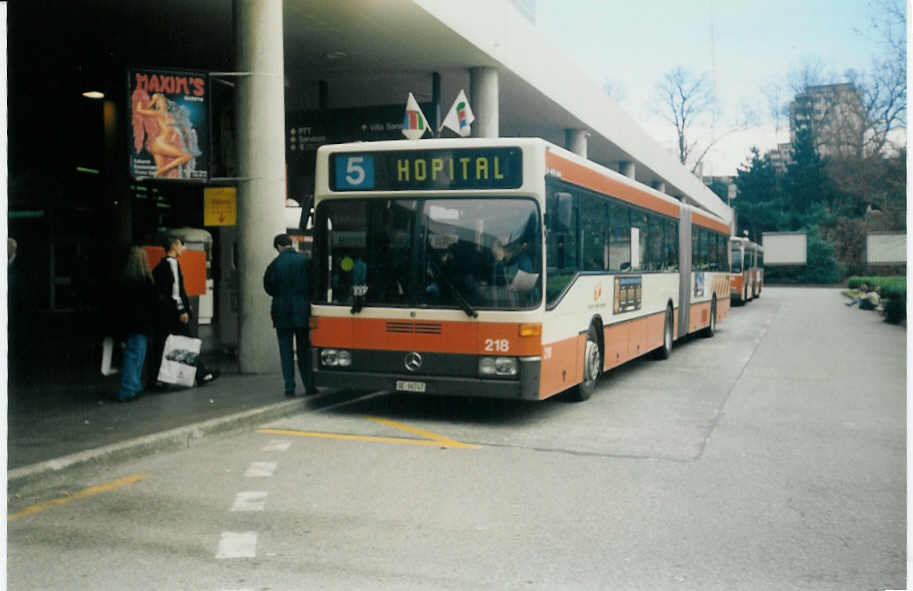 (016'512) - TPG Genve - Nr. 218/GE 96'747 - Mercedes am 16. Mrz 1997 in Genve, Palexpo