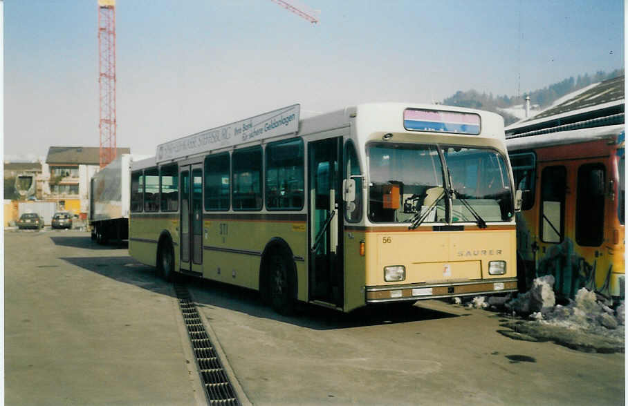 (021'604) - STI Thun - Nr. 56/BE 413'456 - Saurer/R&J am 30. Januar 1998 in Thun, Garage