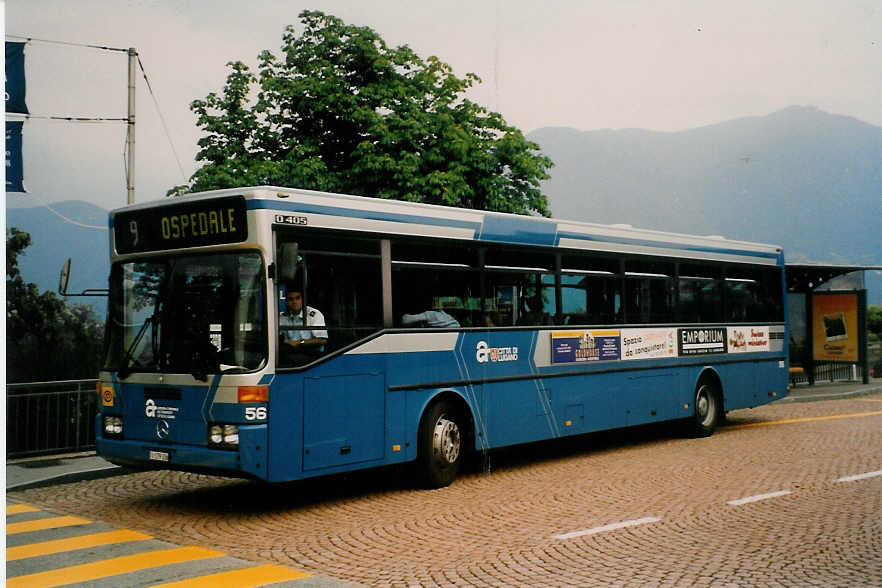 (024'432) - ACT Lugano - Nr. 56/TI 179'336 - Mercedes (ex Nr. 26) am 13. Juli 1998 beim Bahnhof Lugano