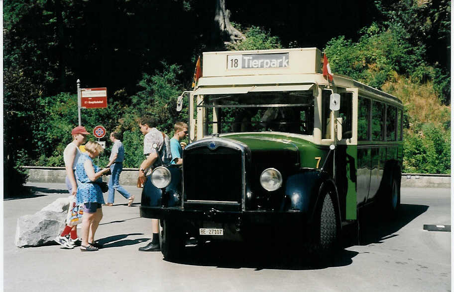 (025'121) - SVB Bern (TVB) - Nr. 7/BE 27'107 - Saurer/R&Str. am 9. August 1998 in Bern, Tierpark