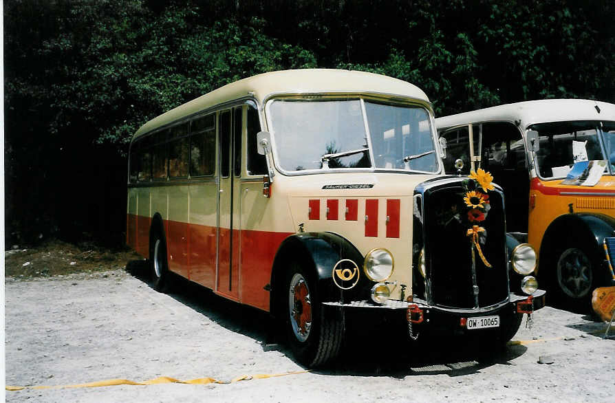 (025'414) - Imfeld, Sachseln - OW 10'065 - Saurer/Tscher (ex Ltscher, Neuheim) am 15. August 1998 in Heitenried, Sensegraben