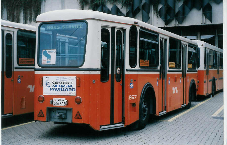 (025'713) - TL Lausanne - Nr. 967/VD 406'802 - Rochat/Lauber Personenanhnger am 22. August 1998 in Lausanne, Dpt Borde