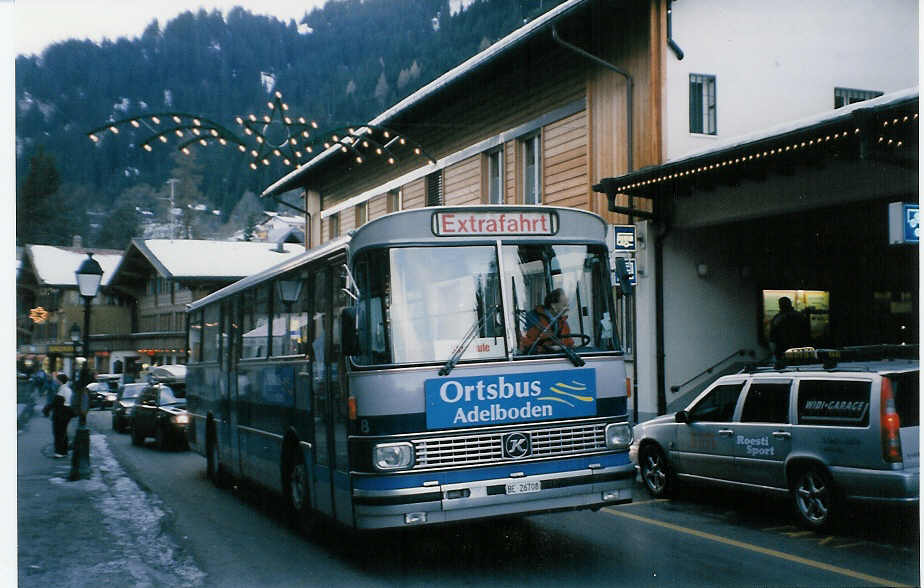 (028'403) - AFA Adelboden - Nr. 8/BE 26'708 - Setra (ex TPYG Yverdon Nr. 2) am 28. Dezember 1998 beim Autobahnhof Adelboden