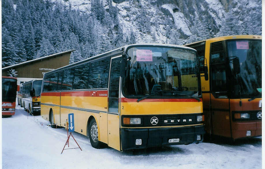 (029'007) - Geiger, Adelboden - Nr. 2/BE 26'853 - Setra (ex In Albon, Visp) am 12. Januar 1999 in Adelboden, Unter dem Birg