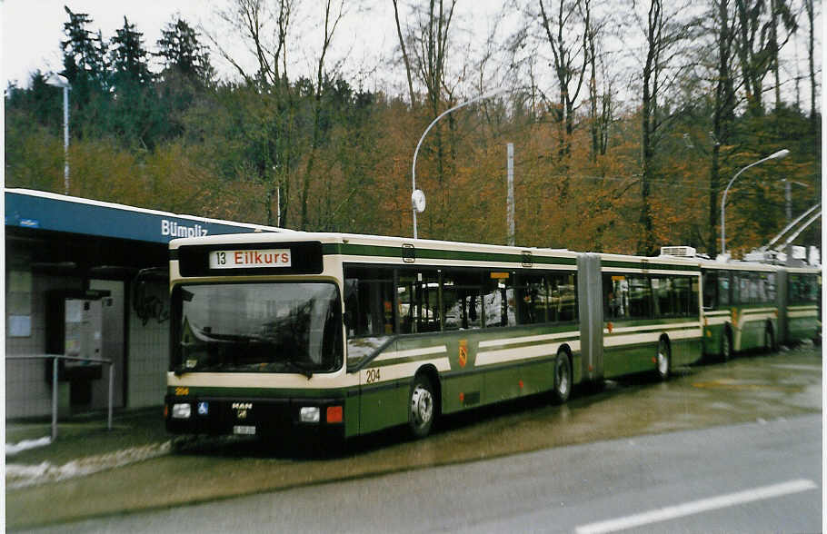 (029'408) - SVB Bern - Nr. 204/BE 500'204 - MAN am 19. Februar 1999 in Bern, Bmpliz