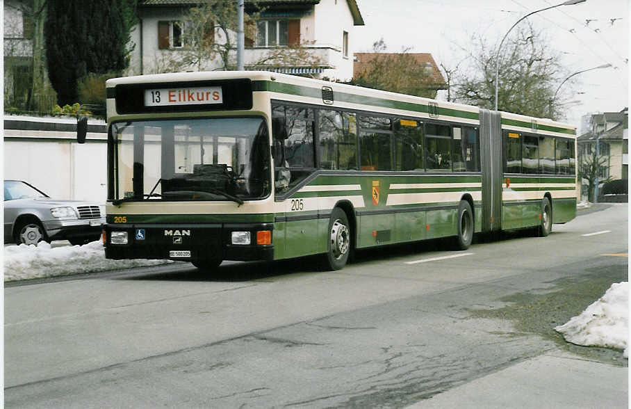 (029'735) - SVB Bern - Nr. 205/BE 500'205 - MAN am 1. Mrz 1999 in Bern, Bmpliz