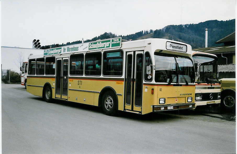 (030'019) - STI Thun - Nr. 49/BE 396'549 - Saurer/R&J am 10. Mrz 1999 in Thun, Garage