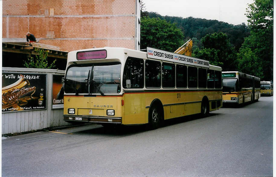 (032'117) - STI Thun - Nr. 47/BE 396'547 - Saurer/R&J am 14. Juni 1999 bei der Schifflndte Thun