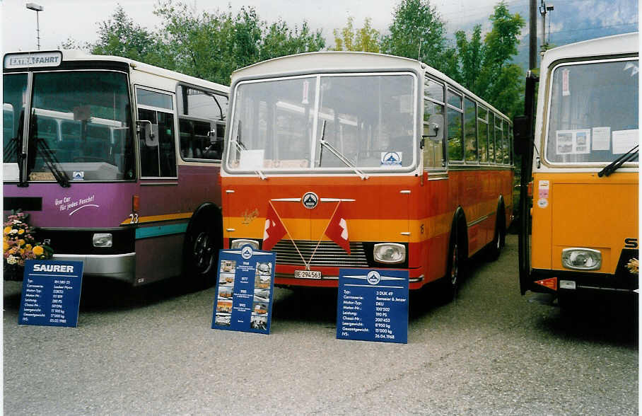 (035'834) - Lehmann, Dieterswil - Nr. 16/BE 294'563 - Saurer/R&J (ex BOB Interlaken; ex Gertsch, Stechelberg) am 28. August 1999 in Oensingen, Saurertreffen