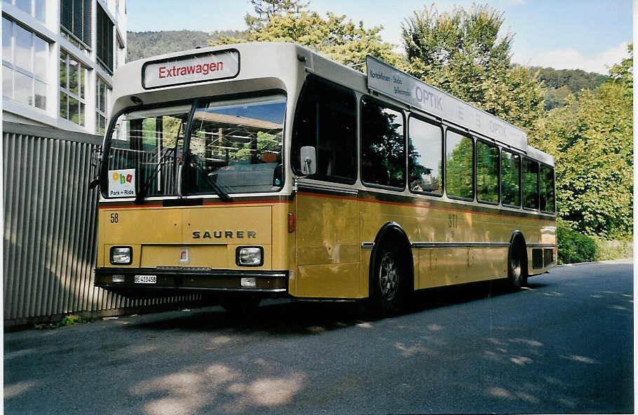 (036'635) - STI Thun - Nr. 58/BE 413'458 - Saurer/R&J am 30. August 1999 bei der Schifflndte Thun