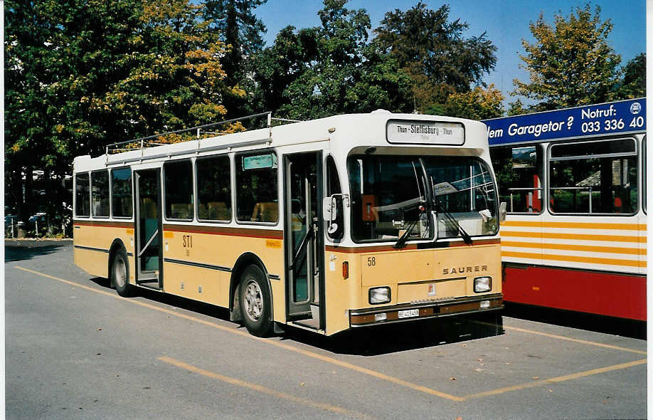 (037'318) - STI Thun - Nr. 58/BE 413'458 - Saurer/R&J am 14. Oktober 1999 bei der Schifflndte Thun