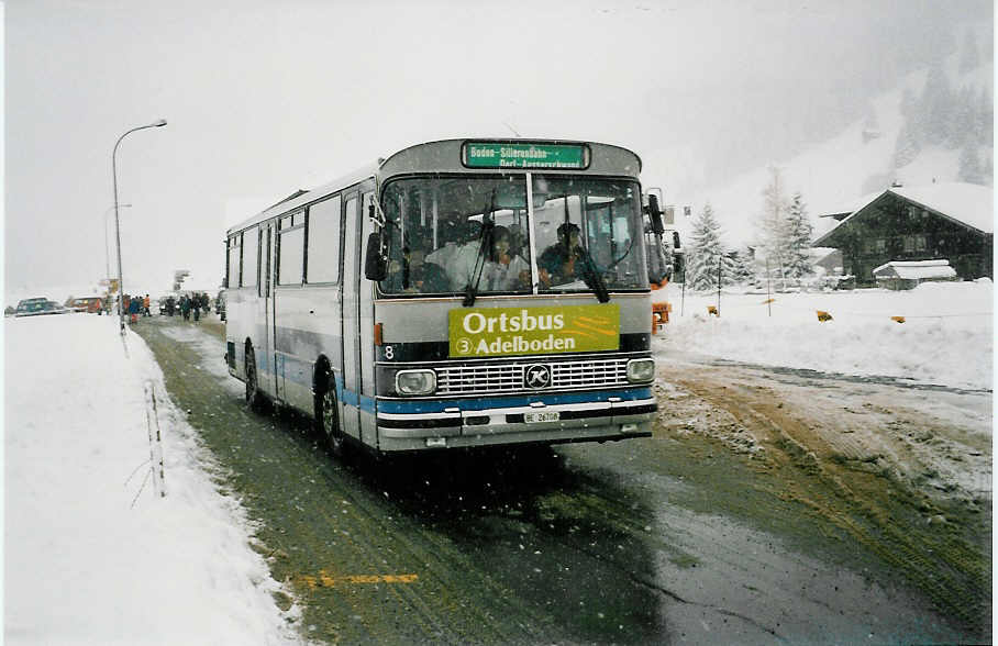 (039'211) - AFA Adelboden - Nr. 8/BE 26'708 - Setra (ex TPYG Yverdon Nr. 2) am 20. Februar 2000 in Adelboden, Kreuzweg