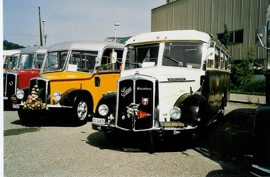 (042'729) - Eberhard, Messen - SO 26'831 - Saurer/Lauber (ex Faigaux, Malleray; ex Schpbach, Murten; ex Marti, Kallnach) am 26. August 2000 in Oensingen, Saurertreffen