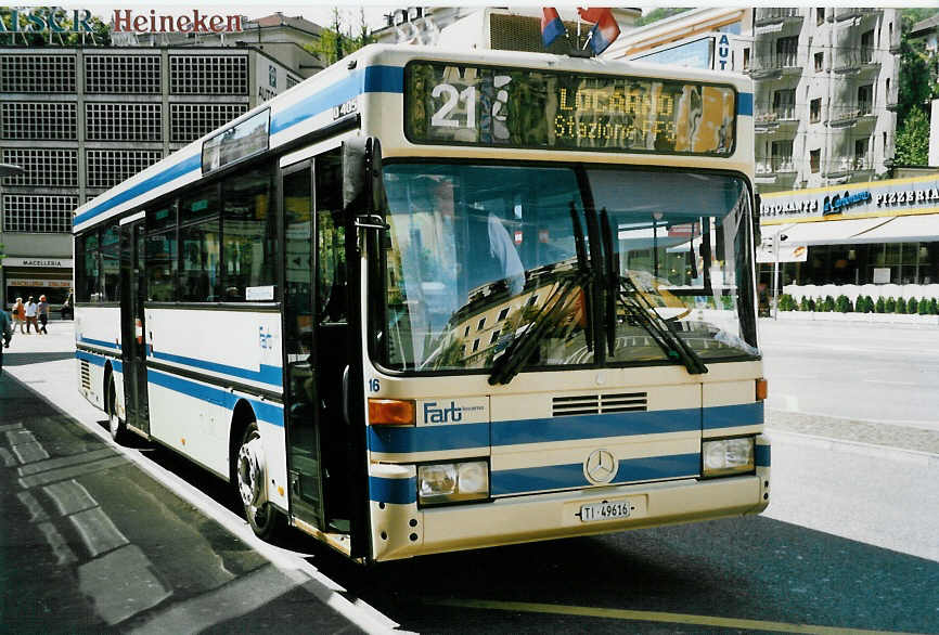 (046'301) - FART Locarno - Nr. 16/TI 49'616 - Mercedes am 24. April 2001 beim Bahnhof Locarno