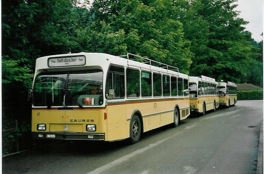 (047'001) - STI Thun - Nr. 47/BE 396'547 - Saurer/R&J am 9. Juni 2001 bei der Schifflndte Thun