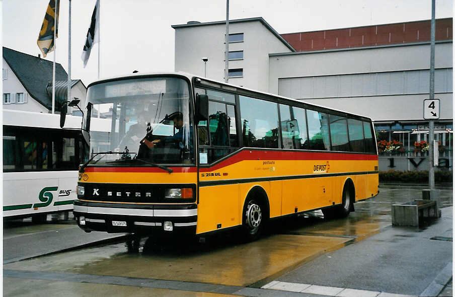 (048'421) - Buner&Schmidt, Jonschwil - TG 149'075 - Setra (ex P 25'092) am 18. Juli 2001 beim Bahnhof Wil