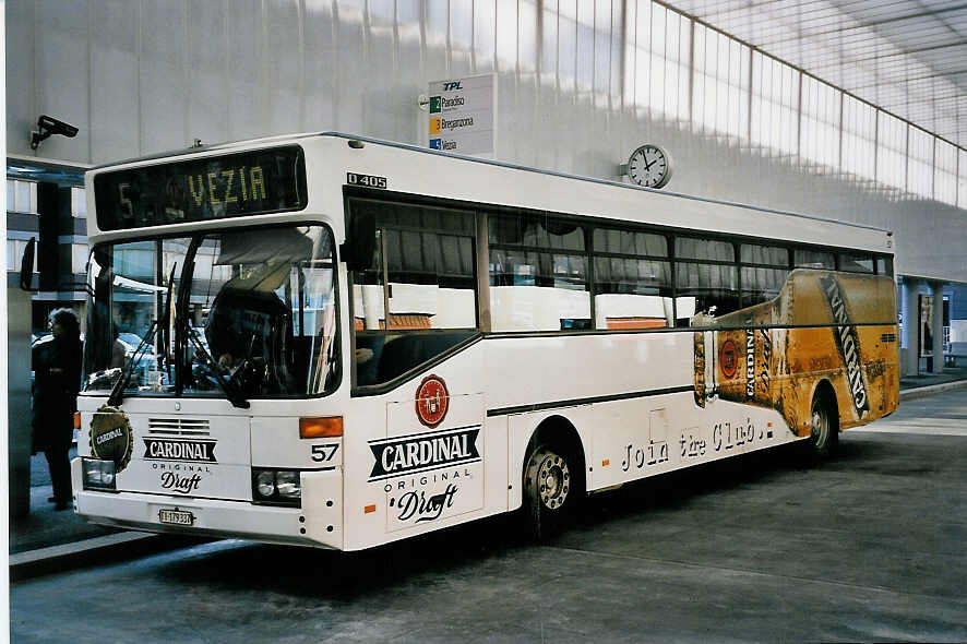 (051'229) - TPL Lugano - Nr. 57/TI 179'337 - Mercedes (ex Nr. 27) am 1. Januar 2002 in Lugano, Centro