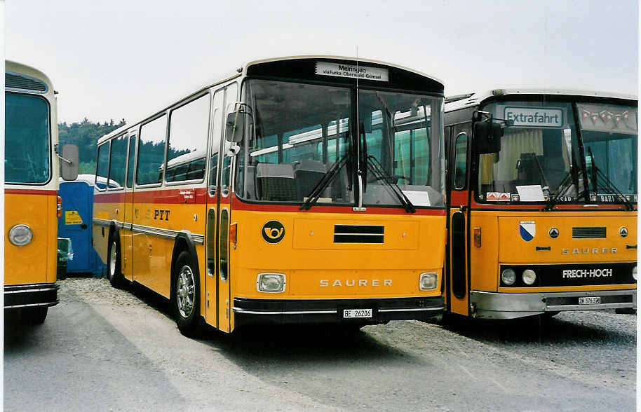 (055'625) - Schmid, Thrishaus - BE 26'206 - Saurer/Tscher (ex P 24'244) am 31. August 2002 in Niederbipp, Saurertreffen