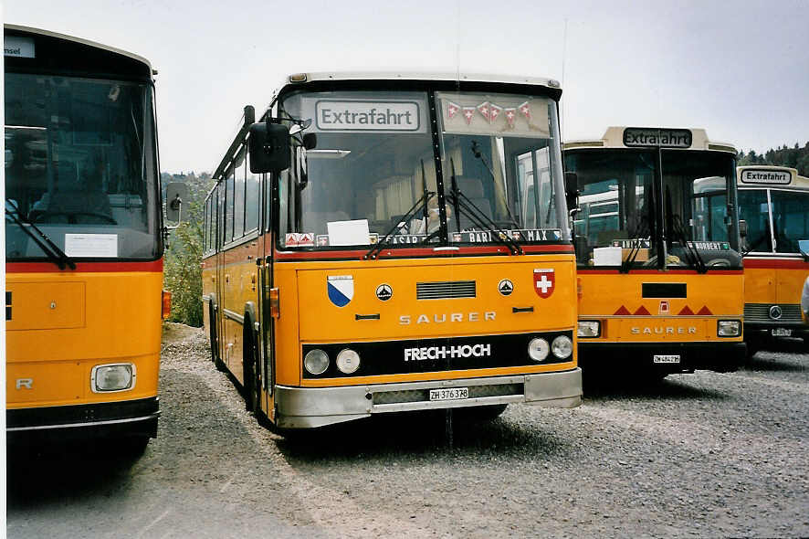 (055'626) - Schmid, Dietikon - ZH 376'378 - Saurer/FHS (ex Schmid, Buchs; ex Richter, Winterthur; ex Schaub, Arisdorf) am 31. August 2002 in Niederbipp, Saurertreffen