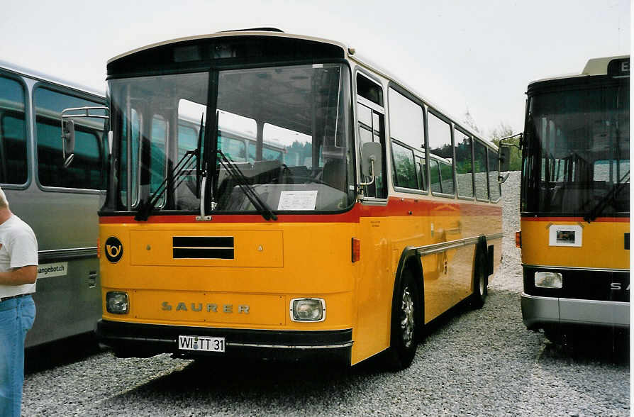 (055'629) - Aus Deutschland: Wittgen, Wiesbaden - WI-TT 31 - Saurer/Tscher (ex Schr, Aegerten; ex P 24'239) am 31. August 2002 in Niederbipp, Saurertreffen