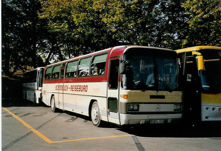 (056'203) - Aus Deutschland: Lffler, Schnbuch - Nr. 14/BB-AL 650 - Mercedes am 29. September 2002 in Murten, Carterminal