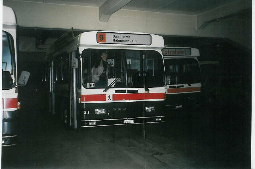 (059'435) - VBSG St. Gallen - Nr. 213/SG 141'213 - Saurer/Hess am 29. Mrz 2003 in St. Gallen, Depot