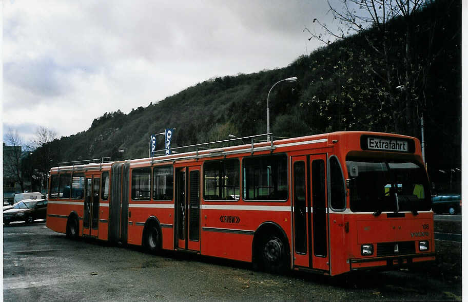 (064'718) - RVBW Wettingen - Nr. 108 - Volvo/R&J am 14. Dezember 2003 in Biel, BTR