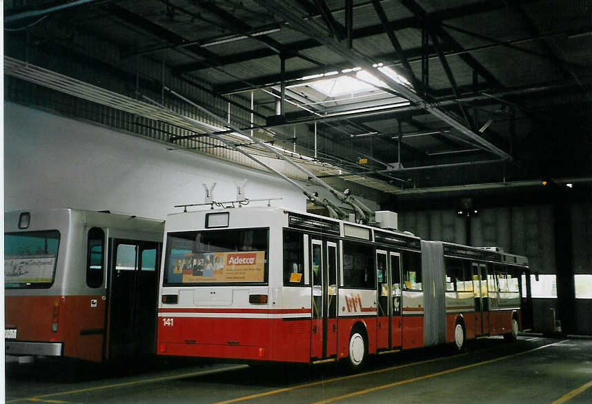 (067'036) - WV Winterthur - Nr. 141 - Mercedes Gelenktrolleybus am 24. April 2004 in Winterthur, Depot Grzefeld