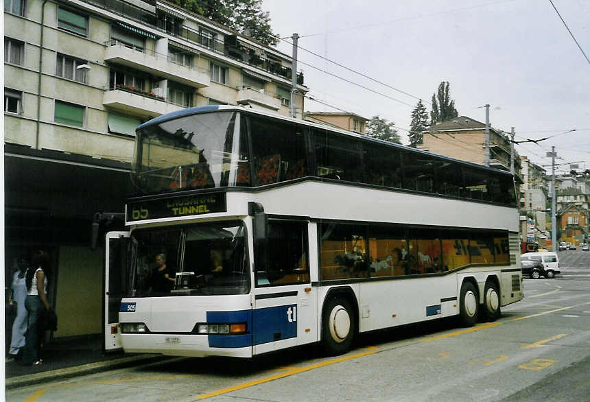 (069'024) - TL Lausanne - Nr. 505/VD 1353 - Neoplan am 8. Juli 2004 in Lausanne, Tunnel