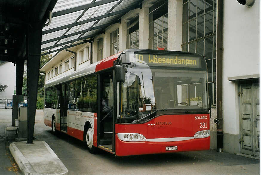 (070'110) - SW Winterthur - Nr. 281/ZH 719'281 - Solaris am 21. August 2004 in Winterthur, Depot Deutweg