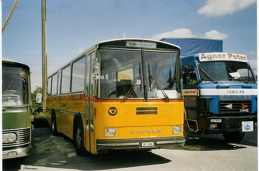 (070'514) - Mark, Andeer - GR 1866 - Saurer/R&J (ex PostAuto Graubnden; ex P 24'350) am 28. August 2004 in Niederbipp, Saurertreffen