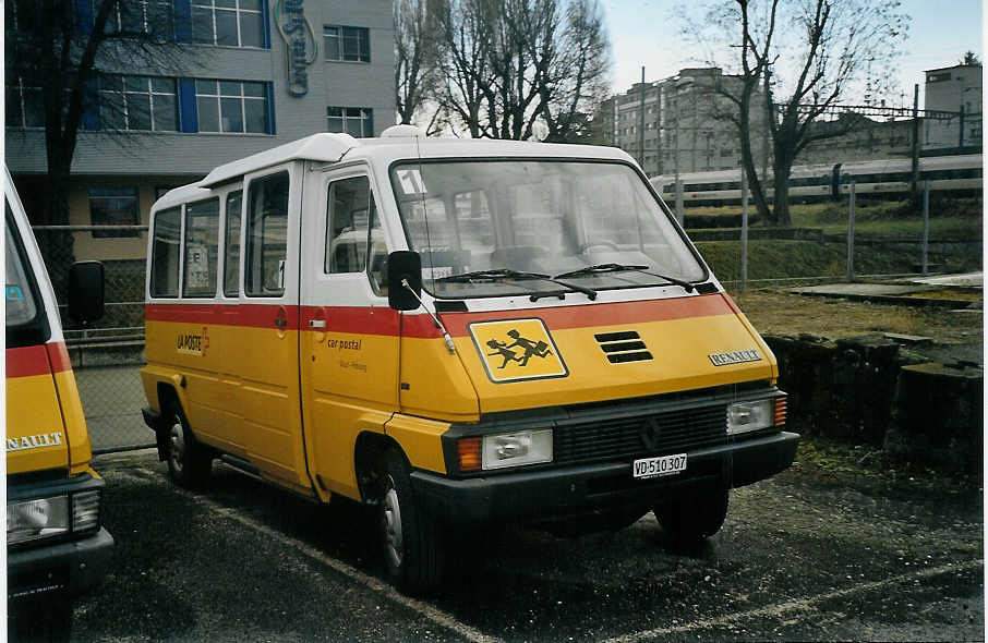 (073'607) - CarPostal Vaud-Fribourg - VD 510'307 - Renault am 1. Januar 2005 in Yverdon, Garage