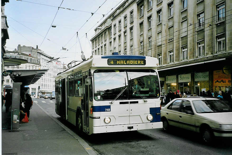 (075'116) - TL Lausanne - Nr. 748 - FBW/Hess Trolleybus am 24. Februar 2005 in Lausanne, Bel-Air