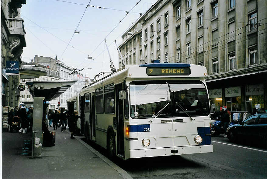 (075'122) - TL Lausanne - Nr. 723 - FBW/Hess Trolleybus am 24. Februar 2005 in Lausanne, Bel-Air