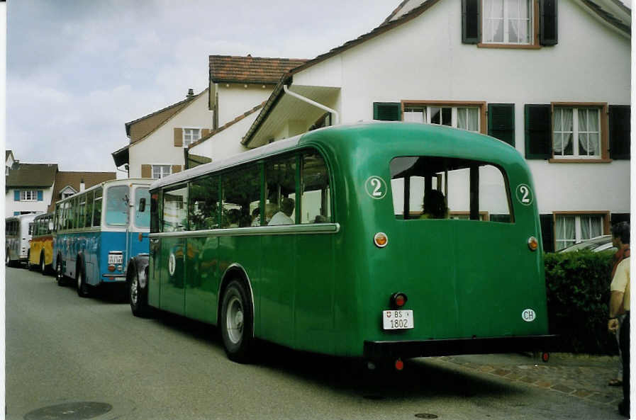 (077'311) - BVB Basel - Nr. 2/BS 1802 - Saurer/Reinb.+Chr. (ex Nr. 3) am 5. Juni 2005 in Arboldswil, Dorfstrasse