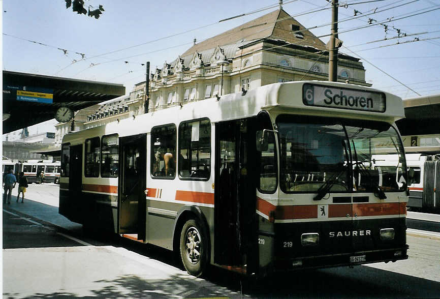 (079'130) - VBSG St. Gallen - Nr. 219/SG 141'219 - Saurer/Hess am 28. Juli 2005 beim Bahnhof St. Gallen