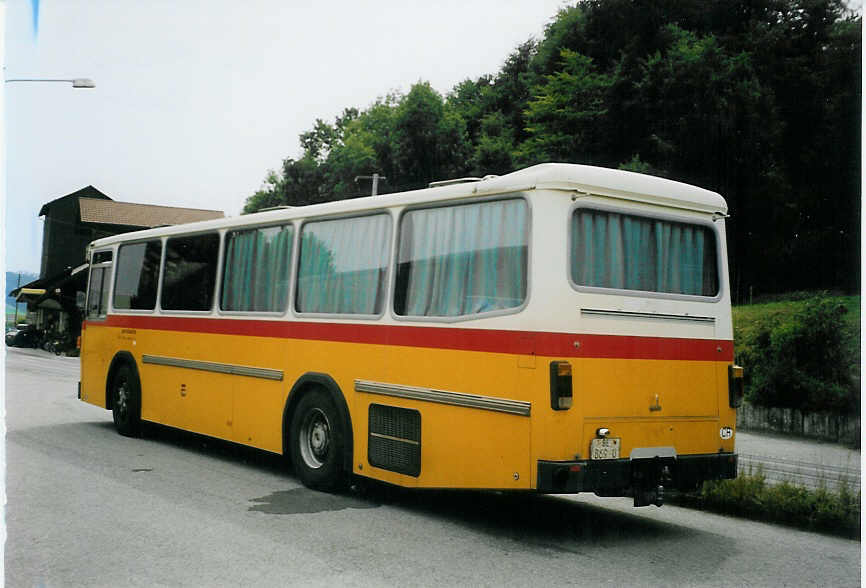 (079'237) - Ryser, Auswil - BE 869 U - Saurer/Hess (ex Flury, Balm) am 29. Juli 2005 in Hasle-Regsau