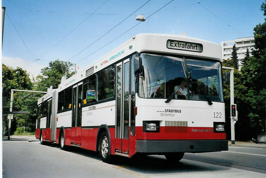 (080'107) - SW Winterthur - Nr. 122 - Saurer/FHS Gelenktrolleybus am 28. August 2005 in Winterthur, Spital