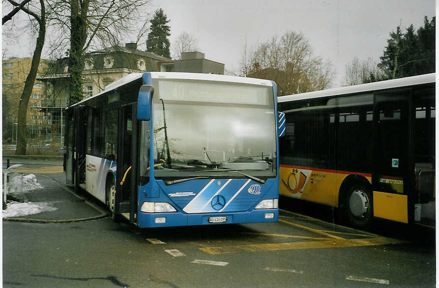 (082'132) - BDWM Bremgarten - AG 416'095 - Mercedes am 27. Dezember 2005 beim Bahnhof Wohlen