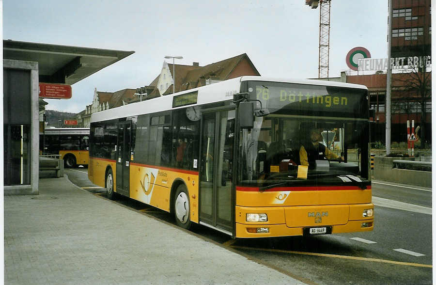 (083'103) - Staudacher, Mandach - AG 6449 - MAN am 18. Februar 2006 beim Bahnhof Brugg